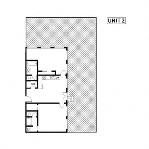 Floor plan for 2 beds, 2 baths, 1195 sqft